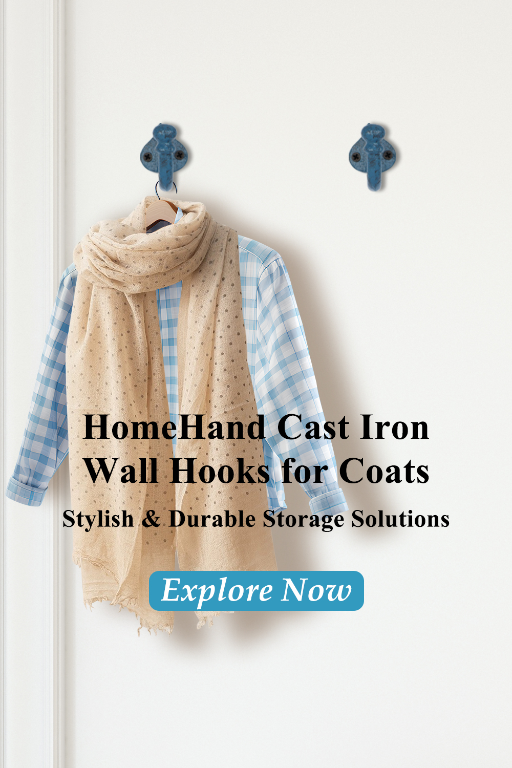 HomeHand Cast Iron Wall Hooks for Coats | Stylish & Durable Storage Solutions
