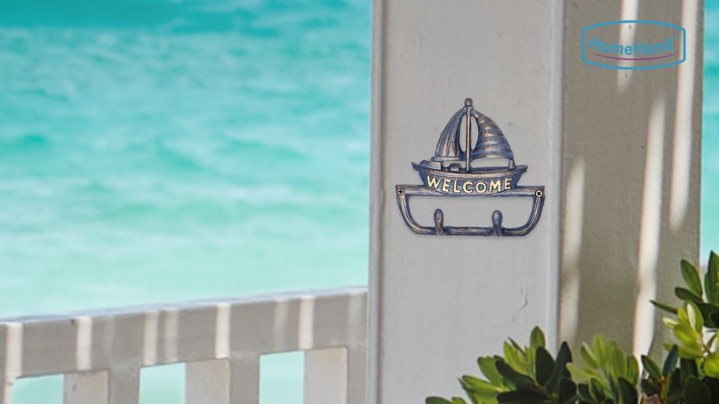 Nautical Welcome Sign Cast Iron Wall Hook