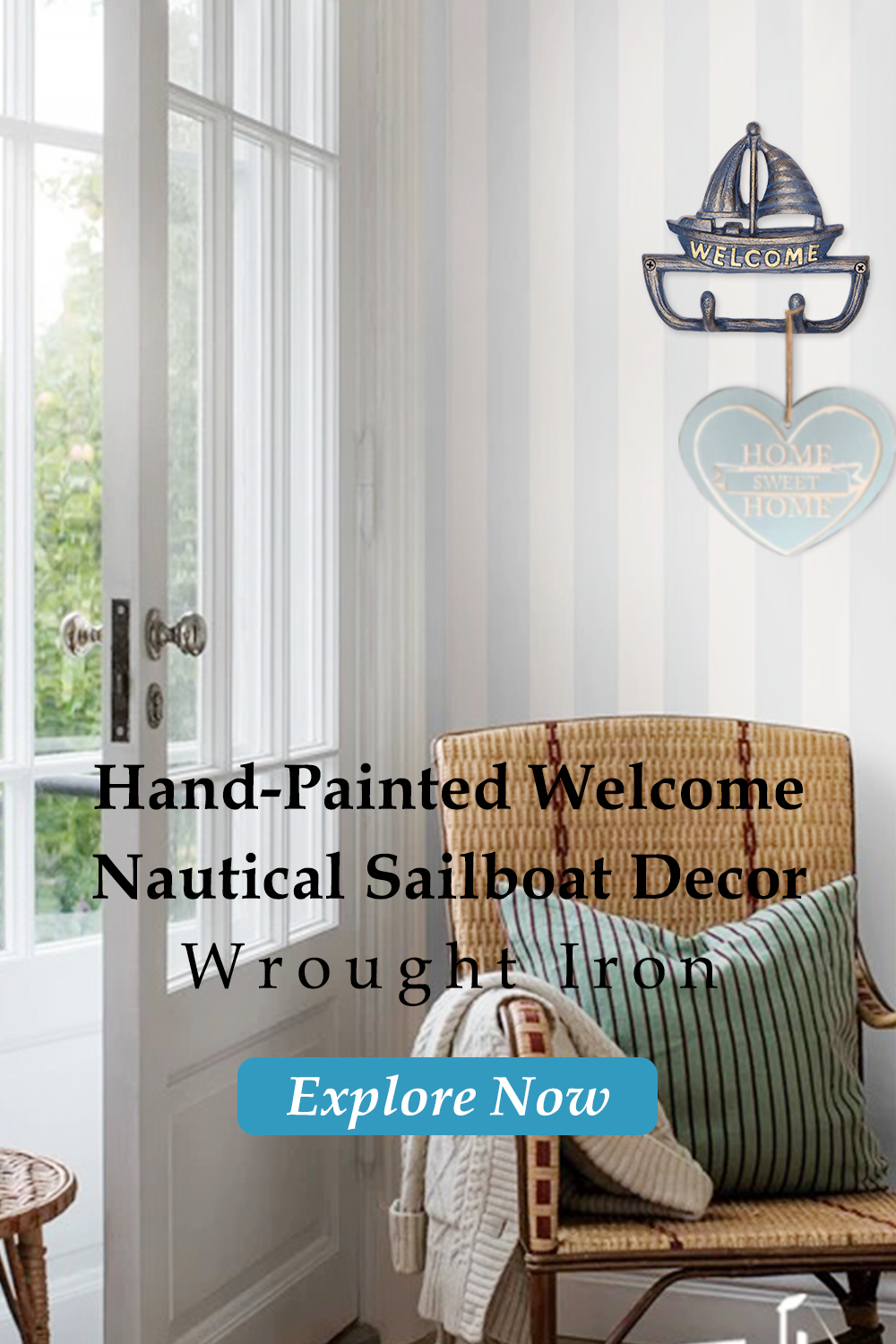 HomeHand Hand-Painted | Beautiful Wrought Iron Wall Decor Hook