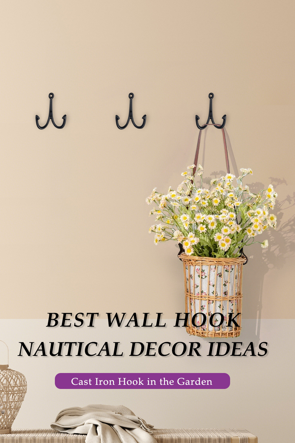 Nautical Anchor Cast Iron Black Fish Wall Hook